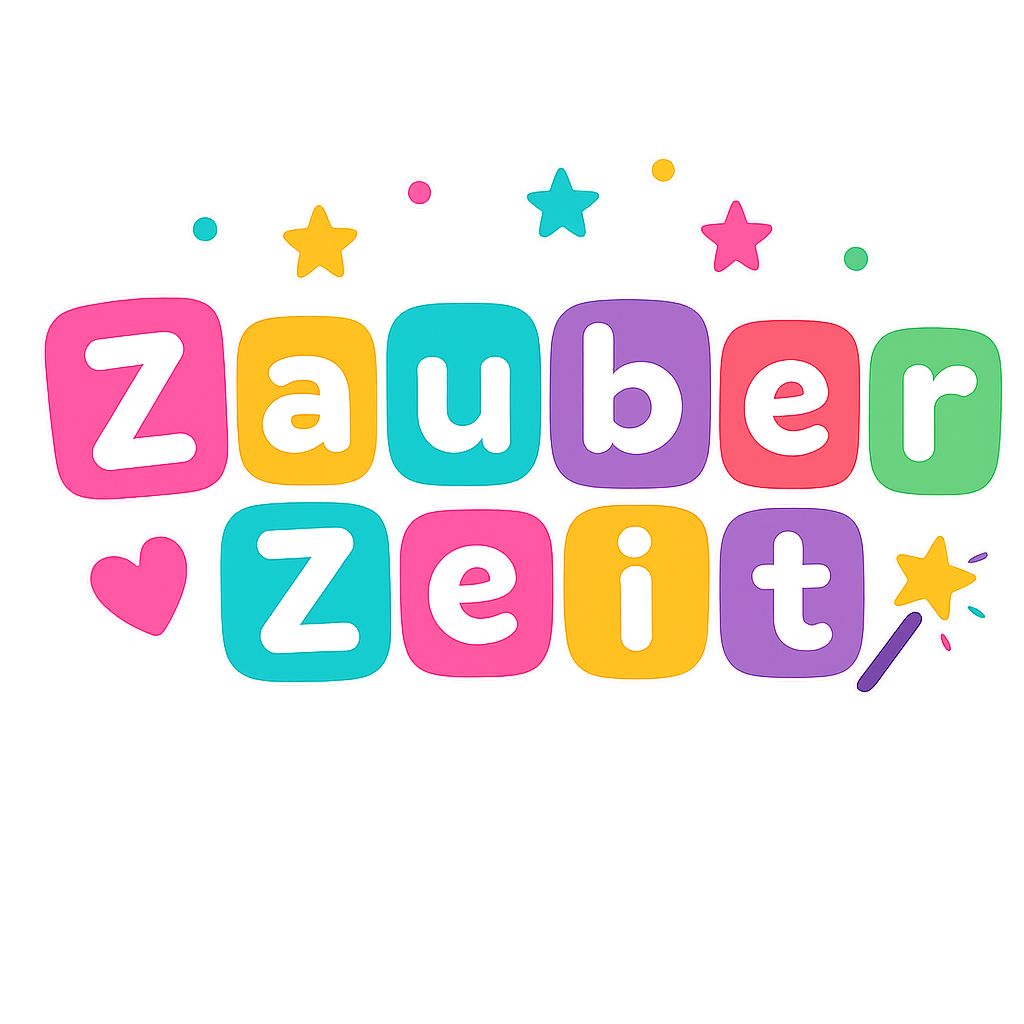 Buntes ZauberZeit Logo für professionelle Kinderbetreuung, Kinderanimation und kreative Spiele auf Hochzeiten und Events
